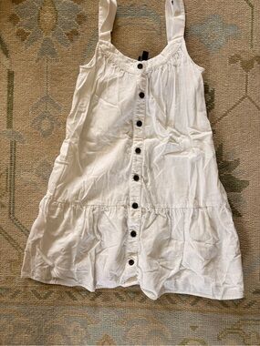 J. Crew White Button-Front Tiered Sundress